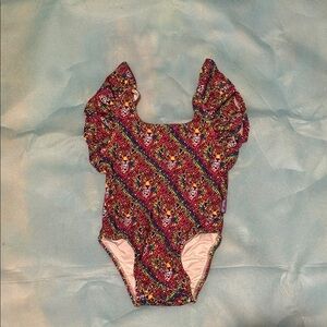 Posh Peanut X Lisa Frank Leopard Printed Kids One Piece Swimsuit